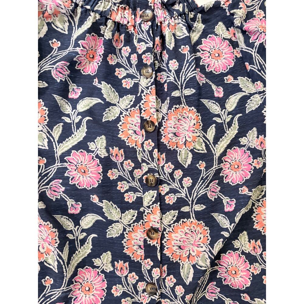 THML Navy Floral Puff Sleeve Blouse - Picture 2 of 7